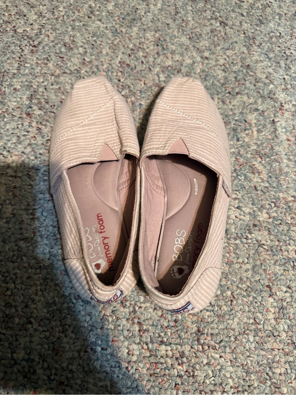 Skechers BOBS Women's Pale Pink Slip-On Memory Foam Flats